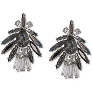 INC International Concepts Silver-Tone Crystal & Bugle Bead Drop Earrings New